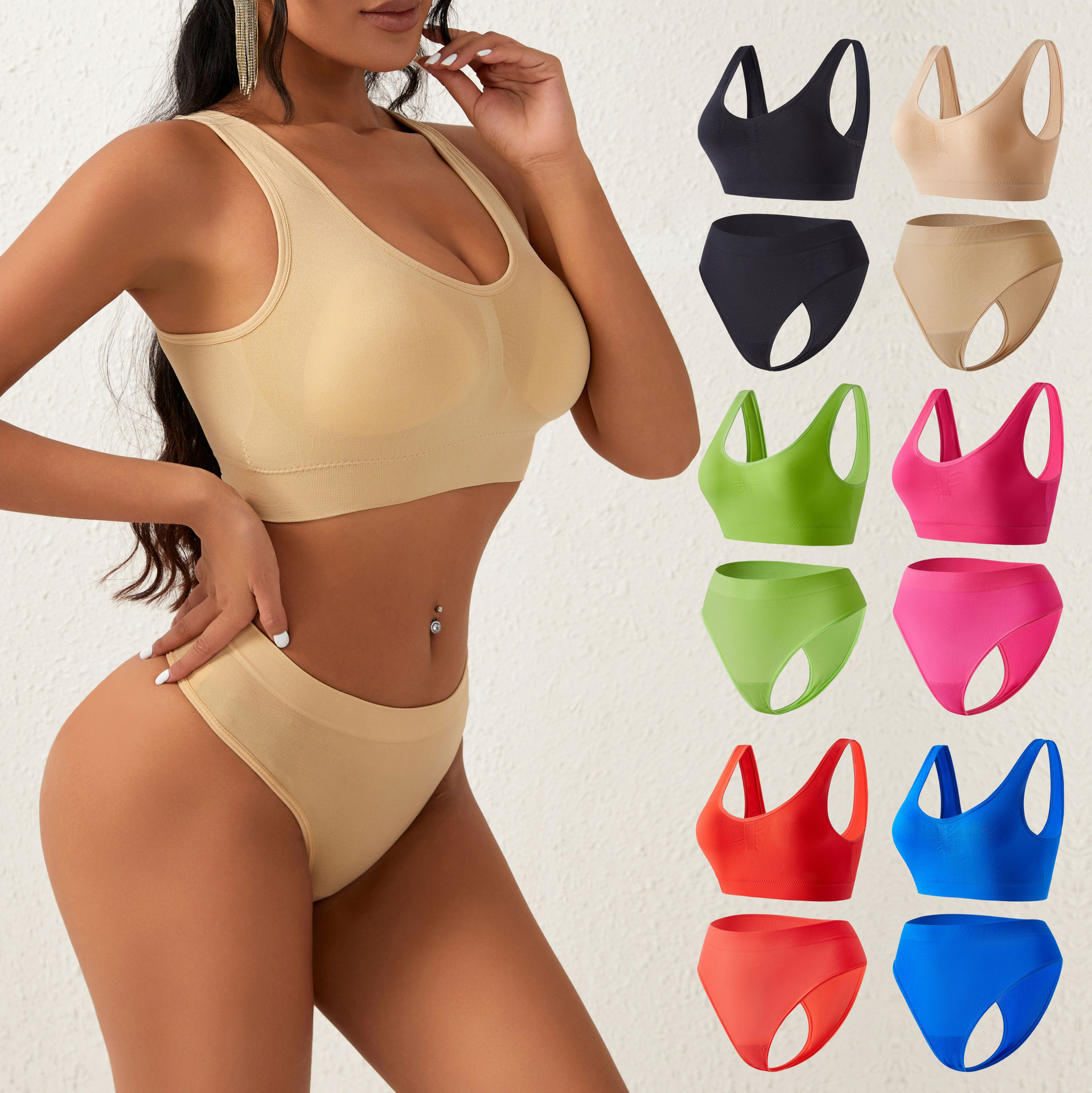 Underwear Women's Sexy Gather Comfortable Yoga Vest European and American plus size Breathable No Steel Ring Beauty Back Sports Bra suit
