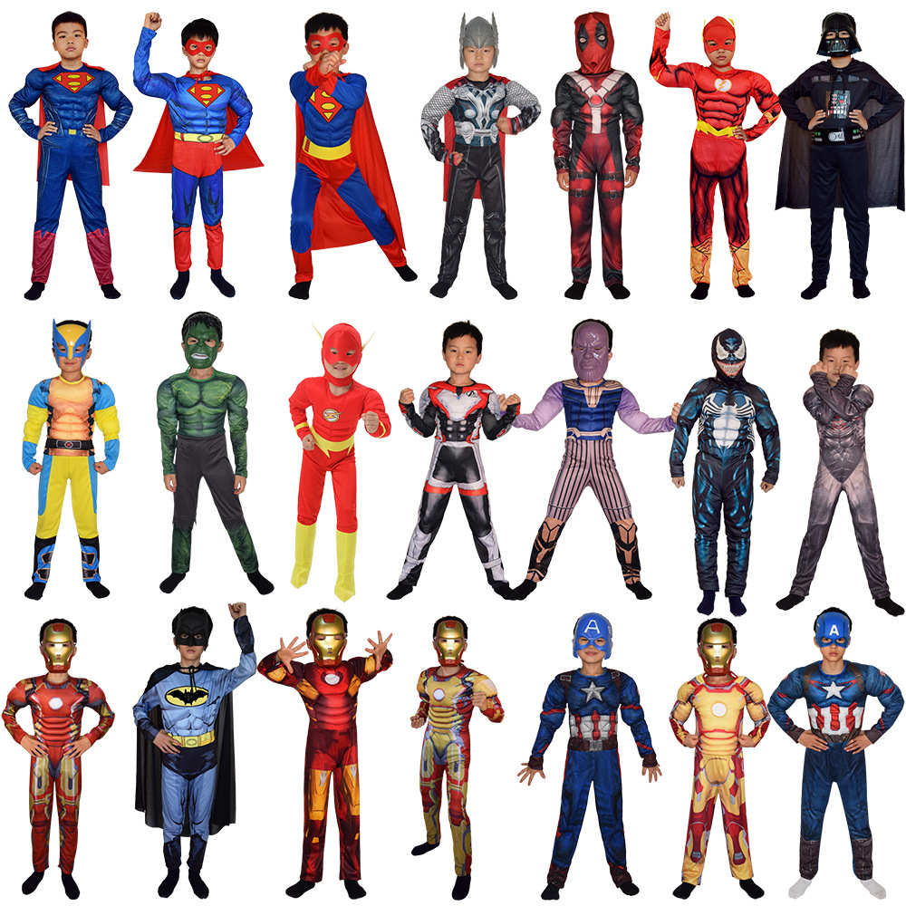 Halloween Avengers Costume Children's Conjoined Muscle Suit Spider Iron Man Hulk Conjoined Muscle Suit