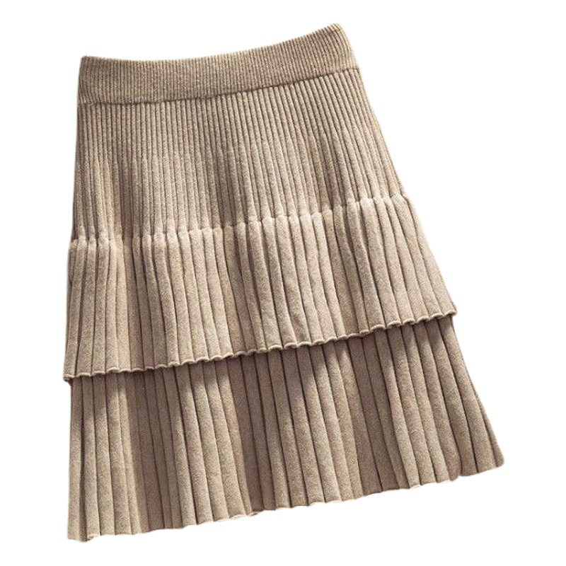 Picture of Trendy Autumn Skirt Korean Style Women's High Waist Cake Skirt Pleated Skirt Knitted Spring and Autumn Women's Stitching Short Skirt