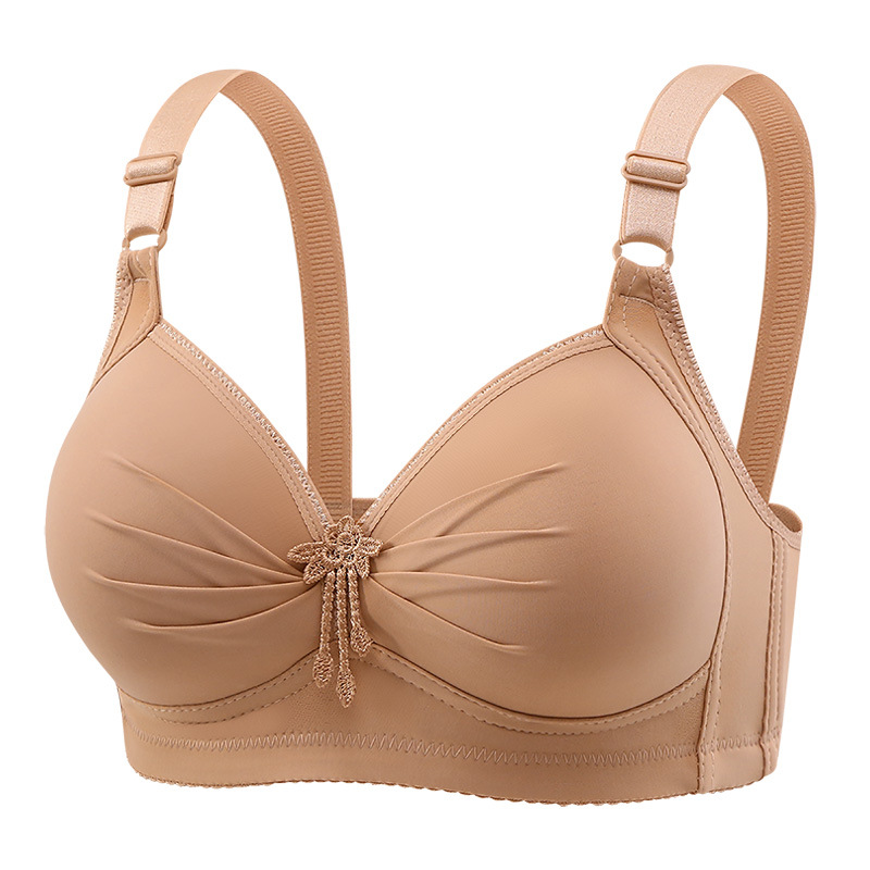 Middle-aged and elderly bra non-magnetic adjustable non-steel ring underwear thin cup full cup large women's underwear large breast accessory breast