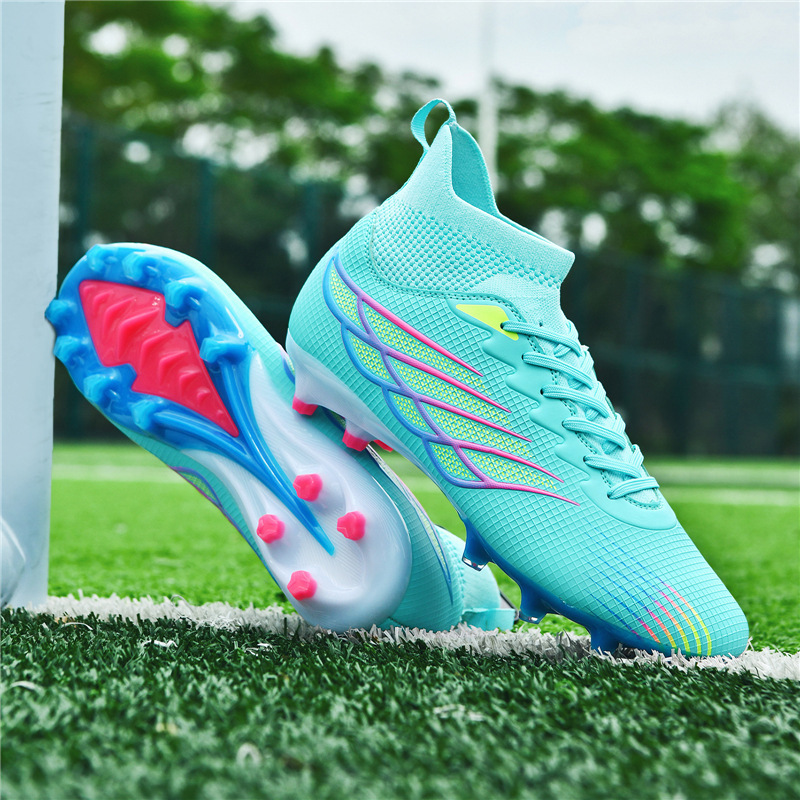 Cross-border Ronaldo 2023 New Breathable Football Shoes Men's Mandarin Duck Student Spike AG Children's Spike Messi High-top