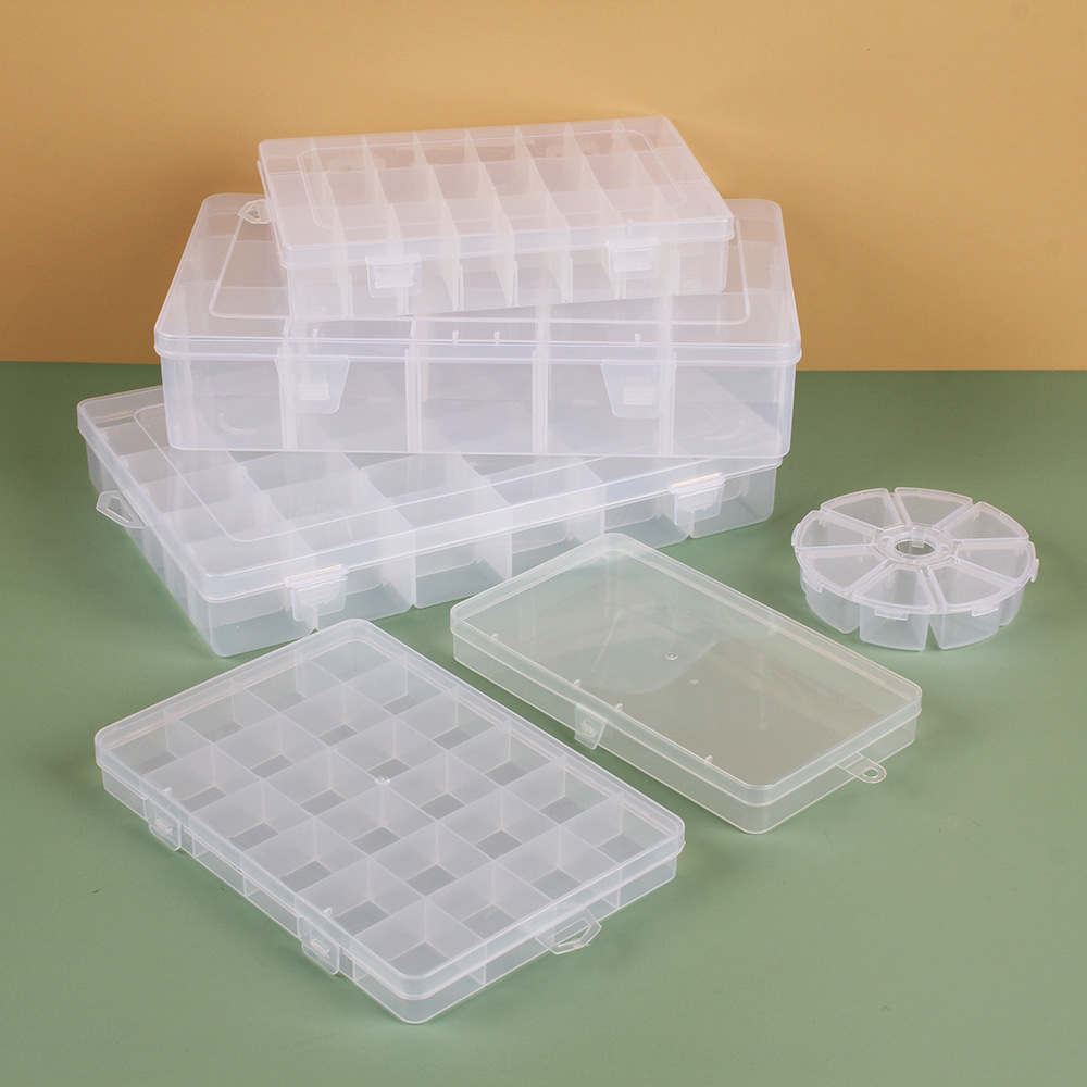 Picture of Transparent plastic 24-grid jewelry storage box electronic components accessories box classification Plaid jewelry box small parts box