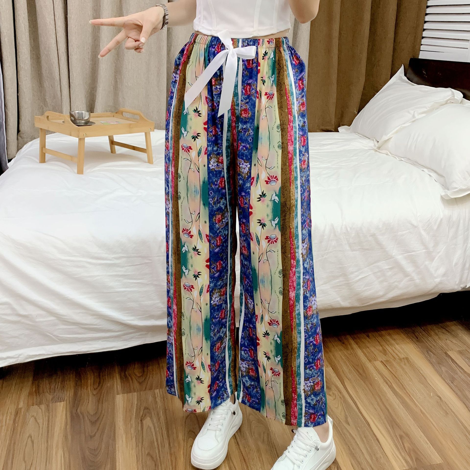 Picture of Cotton Silk Pajama Pants Women's Summer New Large Size Loose Pants Pregnant Women Can Wear Ram Cotton Thin Pants