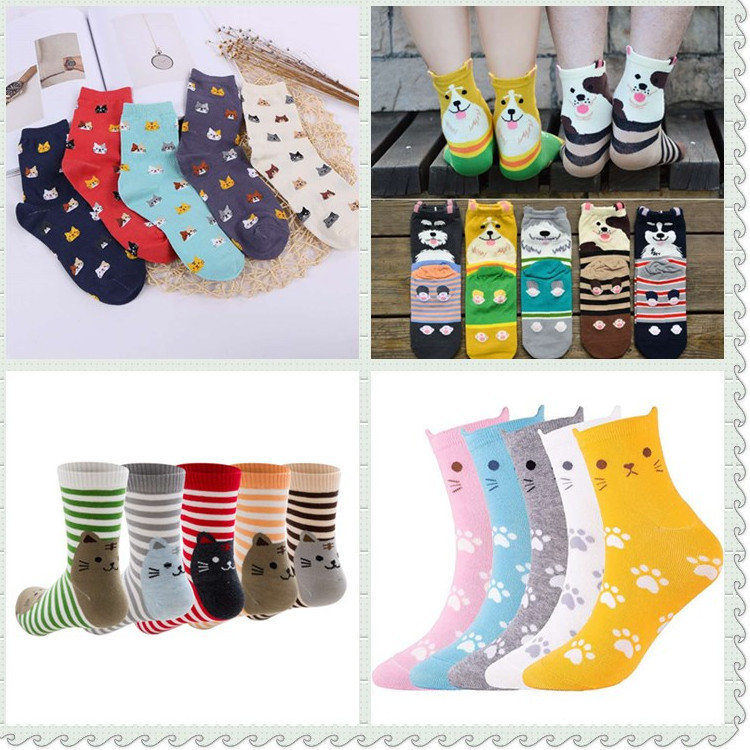 Cross-Border Wholesale of New Women's Socks, Mid-Calf Women's Socks, Cartoon Series, Foreign Trade Socks, Breathable, Breathable and Comfortable