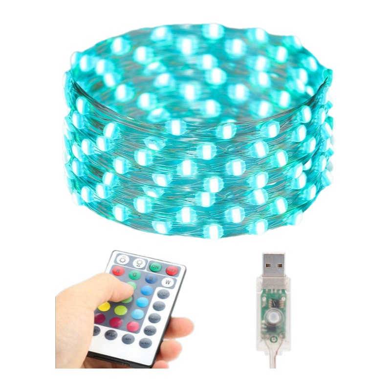 Copper Wire Light Rgb Cross-Border New Product USB Colorful Synchronized Colorful Light String Wholesale String Light Led Christmas Decorative Light String