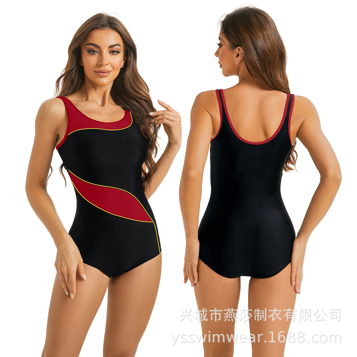 European and American Cross-border Swimsuit Women's Amazon Comfortable Swimsuit Women's Fashion Sports Color-block Triangle Swimsuit