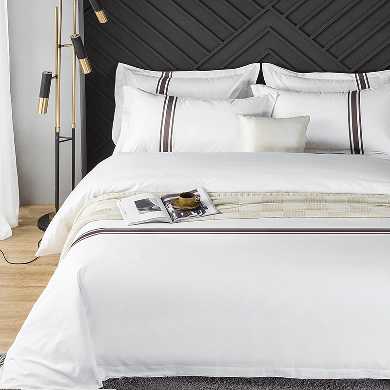 New in Stock yarn-dyed Jacquard striped bedding fabric theme hotel linen 60 pieces satin cotton cloth