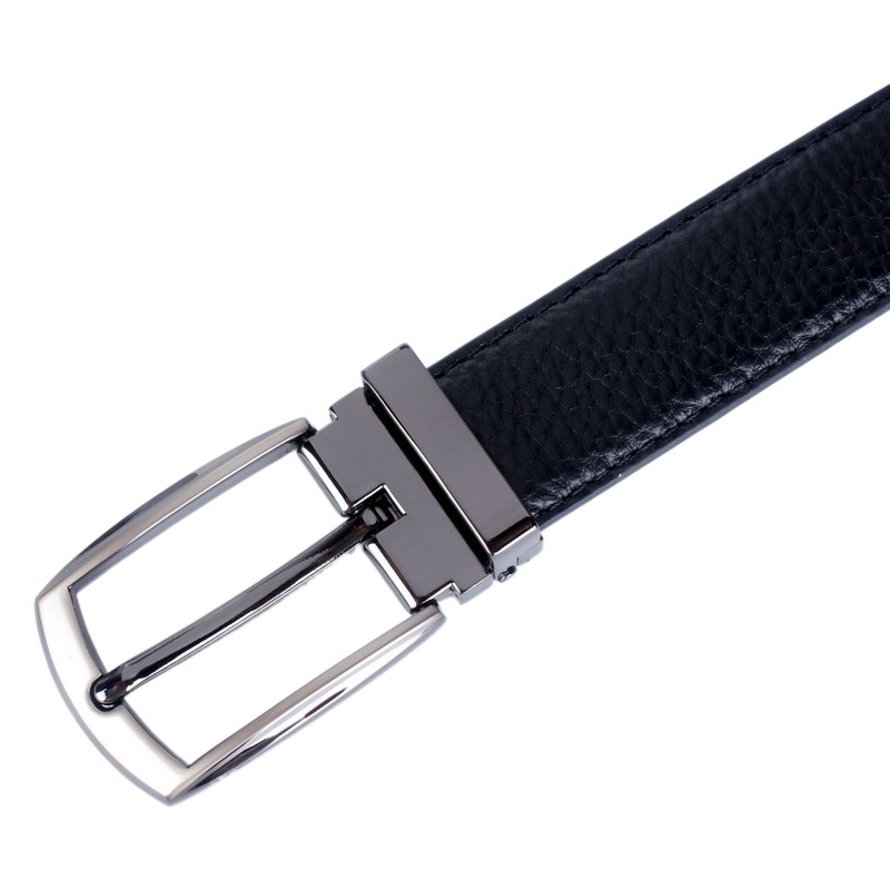 Men's Genuine Leather Belt with Pin Buckle, 3.0 Wide Top-Grain Cowhide, Narrow Versatile Style for Young and Middle-Aged Men, Suitable for Business Casual and Simple Wear