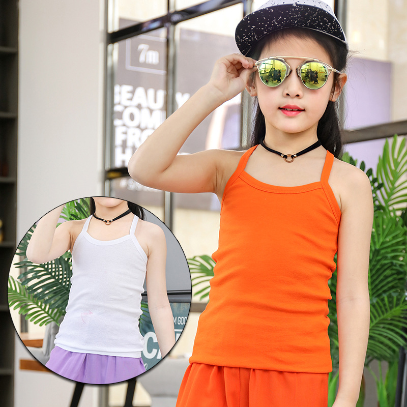 Picture of Children's Cotton Boys' I-shaped hurdle girls' small camisole children's underwear summer girls' bottoming shirt