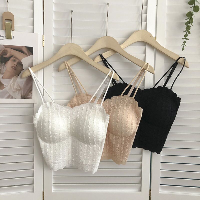 Sexy lace back strap chest-wrapped vest women's No steel ring with chest pad anti-exposure bottoming tube top underwear women