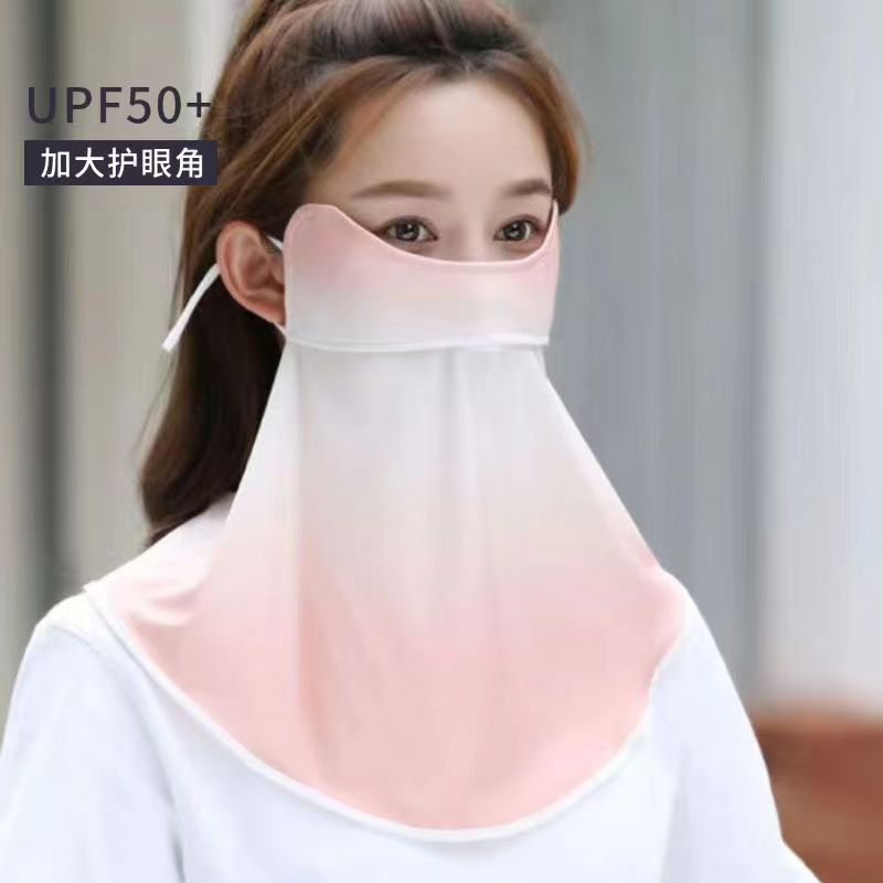 Picture of Sun protection mask for women Summer eye protection corner cover full face gradient blush breathable Thin Ice Silk sun protection silk mask
