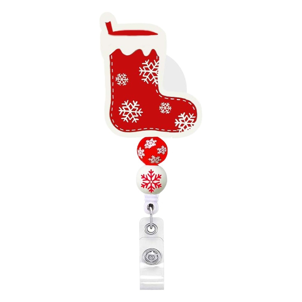 Christmas series beaded easy-pull buckle Christmas Snowman retractable rotating easy-pull crocodile clip easy-pull buckle