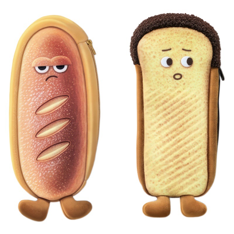 Maofan Emotional Bread Personality Pencil Bag New Cartoon Large Capacity Student Cute Stationery Box Plush Pencil Bag