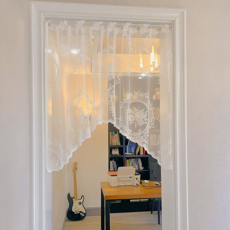 Picture of American Style Light Luxury Pendant Gauze Curtain Non-perforated Door Curtain Embroidered Half Triangle Curtain New Style Bedroom Entrance Partition Decoration