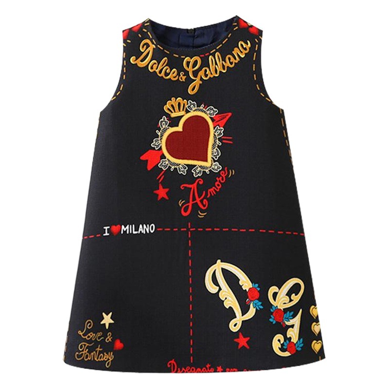 2025 New Children's Skirt Girls Love Skirt European and American Style Dress Sleeveless Vest Skirt Western Style Foreign Trade Children's Clothing
