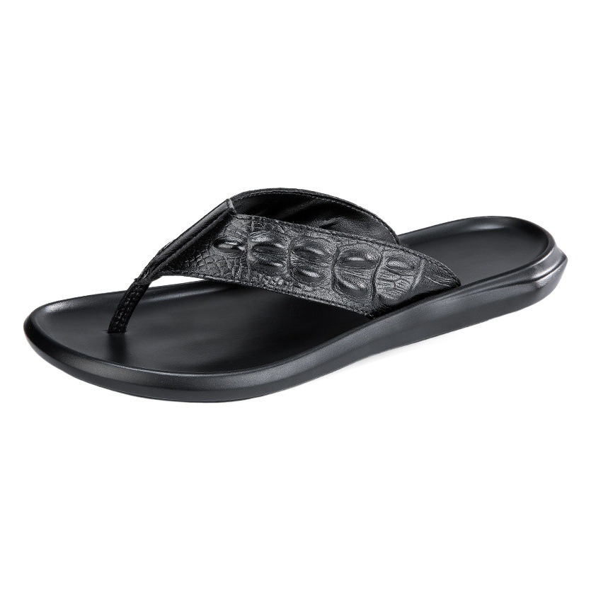 T003 men's flip-flops summer flip-flops slip-on embossed cowhide surface fashion outdoor casual all-match