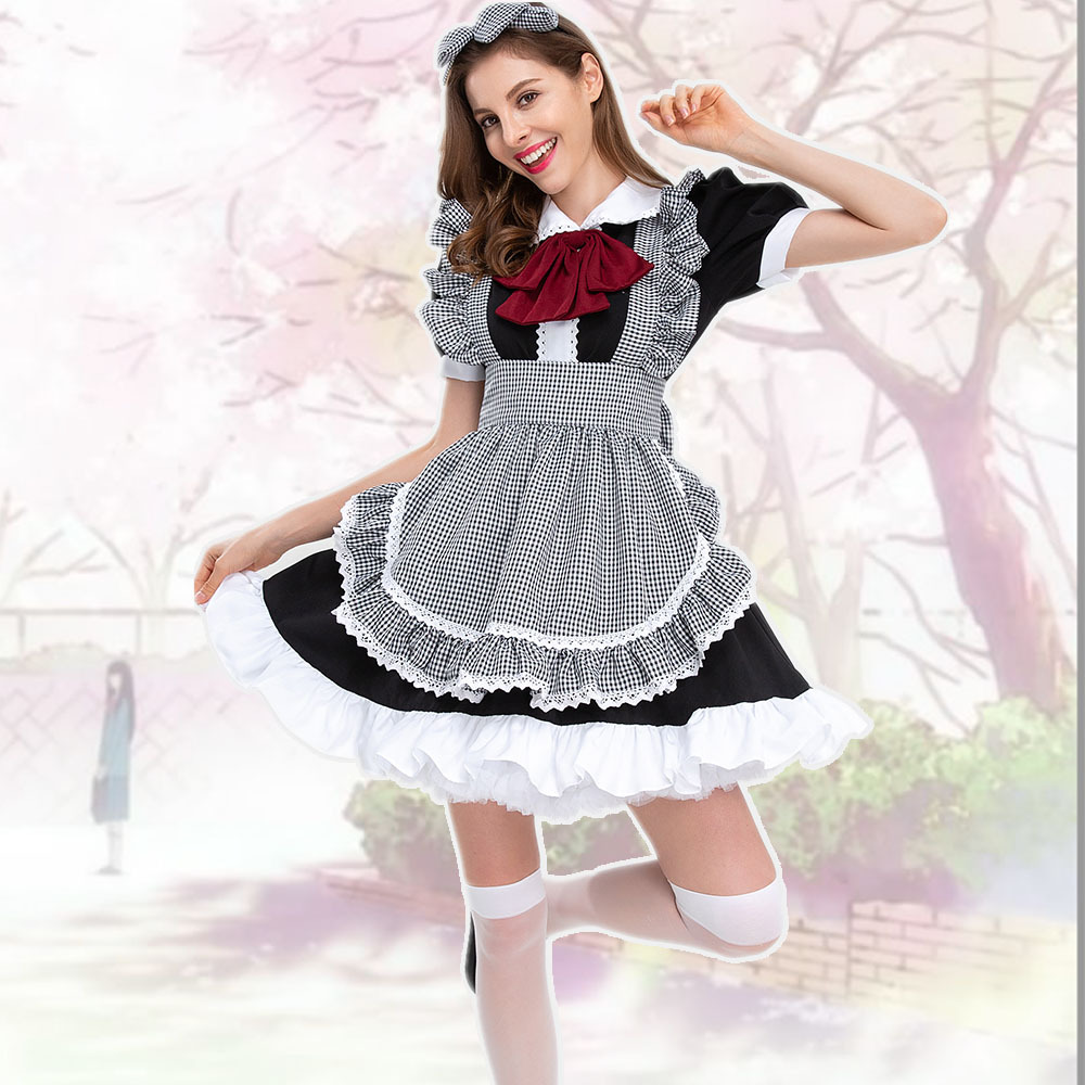 2022 new maid costume cosplay anime maid clothes black and white cute girl Game clothes role play skirt