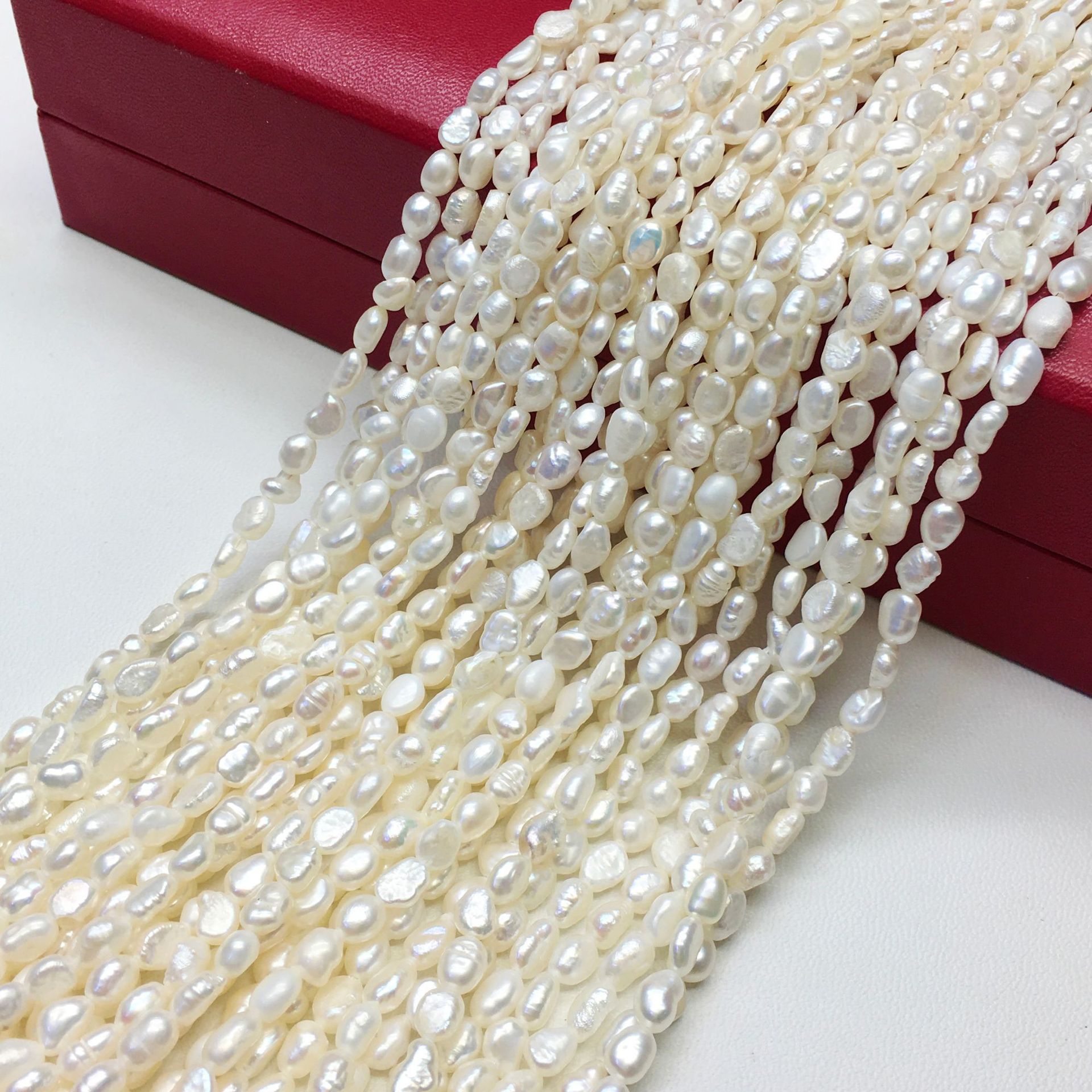 diy fashion fashion jewelry raw material 3mm baroque potato beads long straight hole tian ran fresh water pearl beads