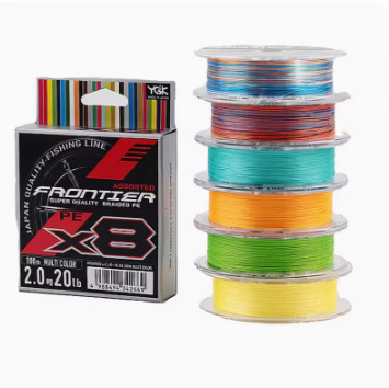 YGK X8 MULTI 100 m 8 monochrome/colorful PE line sub-line fishing line throwing line fishing line wholesale