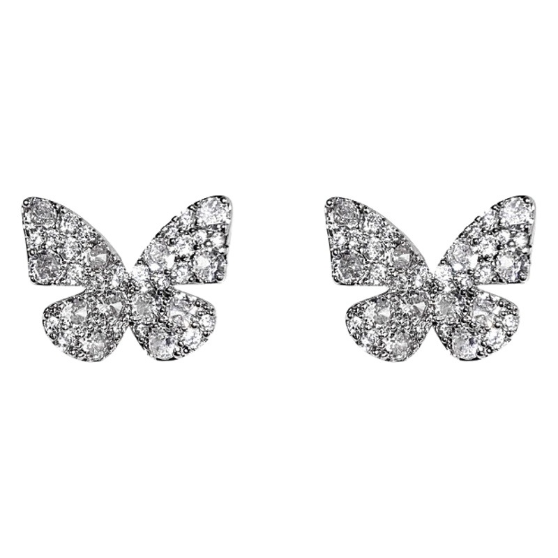 Heart in this! Light Luxury Style Flash Diamond Butterfly Earrings Female Niche Design High-end Elegant Internet Celebrity Earrings