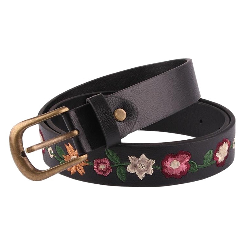 New Embroidered Flower Decoration Women's Belt Vintage Belt Fashion Women's Classical Chinese Style All-match Skirt