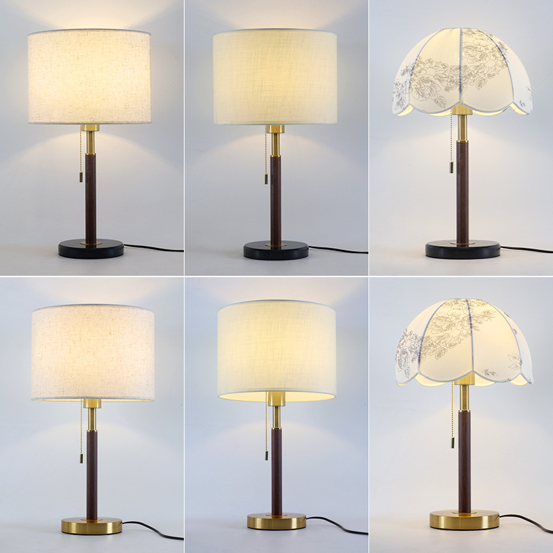 New Mid-Century Style Hotel Table Lamp, Retro Creative Guest Room Lamp, Fabric Simple Bedroom Living Room Bedside Lamp with Switch