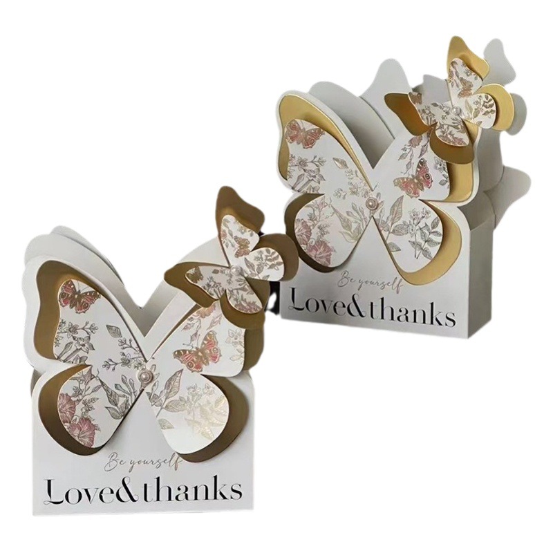 Teacher's Day Flower Box Butterfly Flower Box Flower Handbag Packaging Material Chinese Valentine's Day Hand Flower Box Flower Gift Box