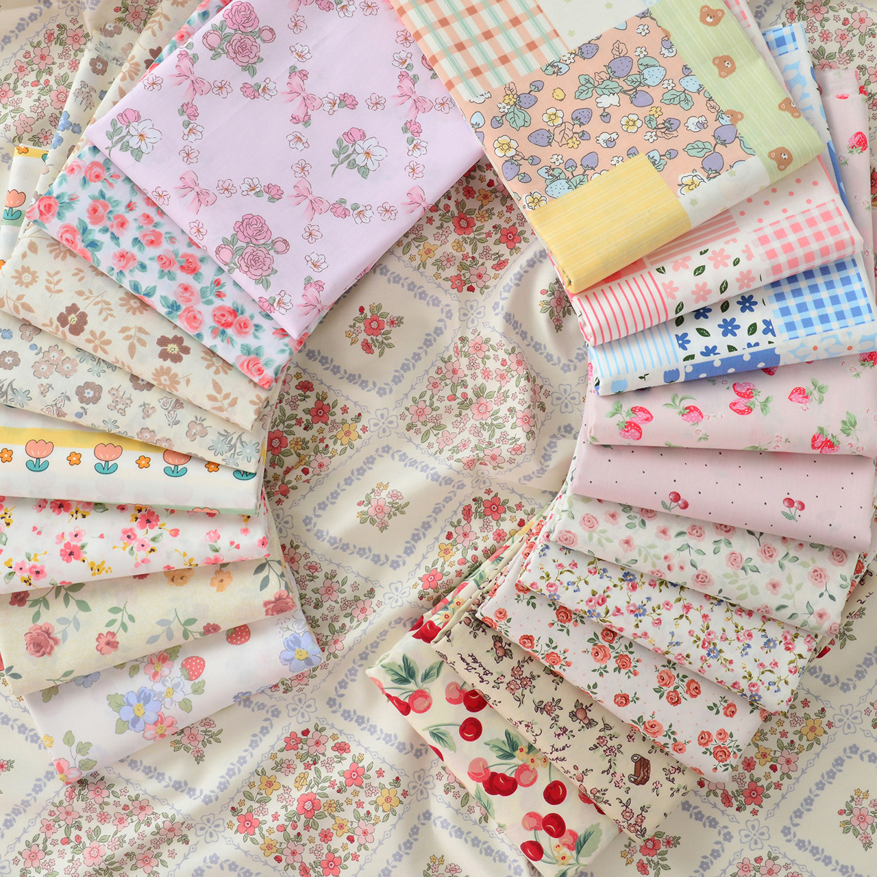 160cm cotton twill fabric pastoral floral cotton fabric handmade clothing bedding cotton flower flower