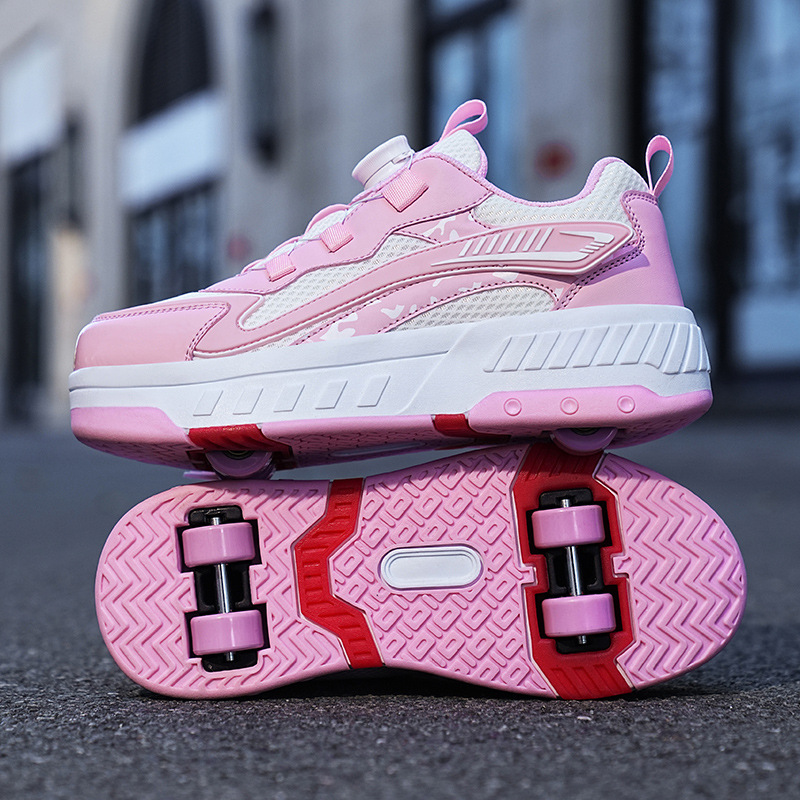 Picture of Cross-border foreign trade heywalk shoes for boys and girls four-wheel double-wheel LED flashing light luminous automatic invisible pulley skates