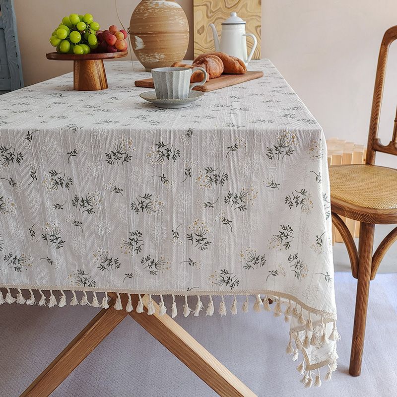 Small Fresh Cotton and Linen Style Tablecloth American Country Pastoral Style Coffee Table Cover Towel Tablecloth Dining Table Fabric Round Table Decorative Cloth