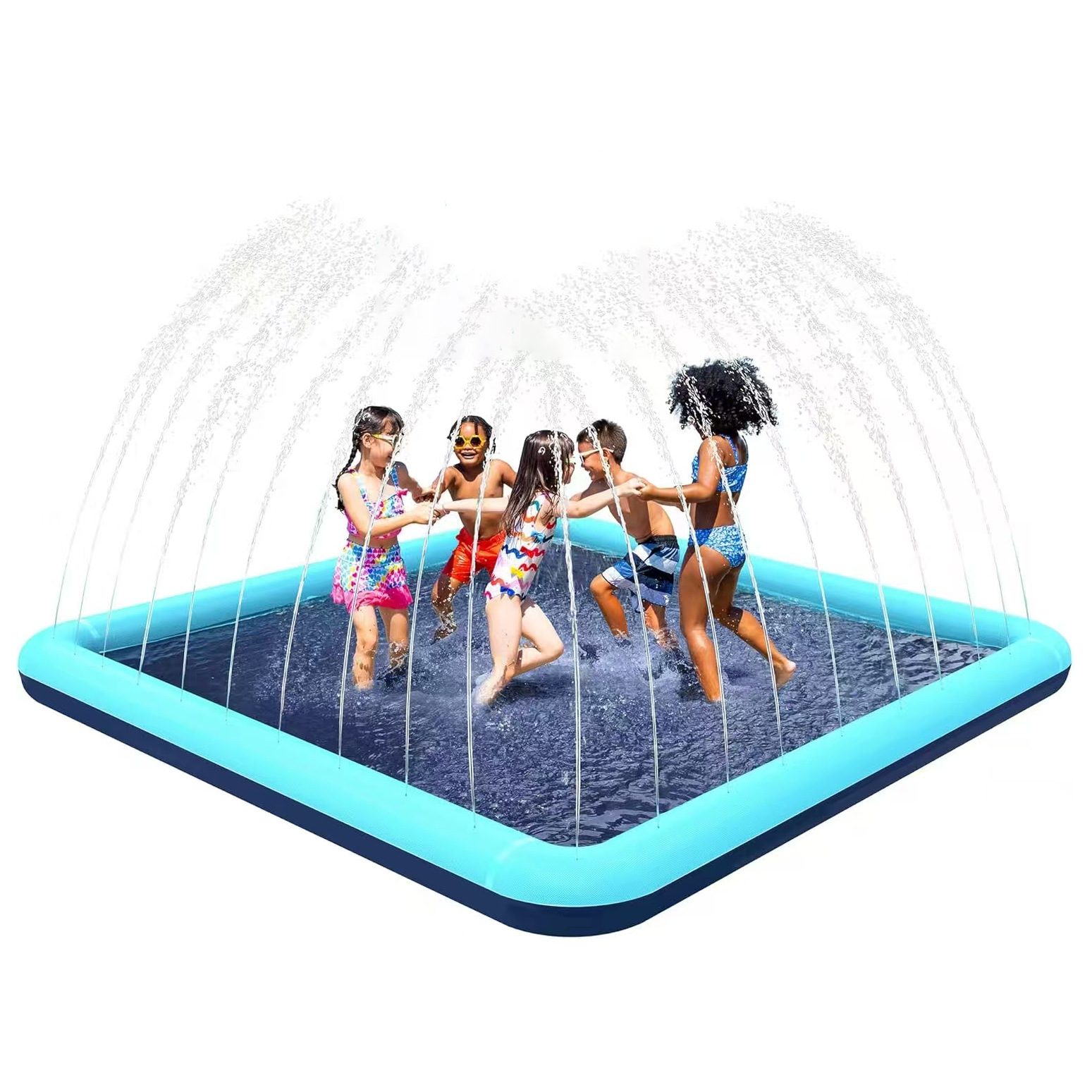 Picture of Inflatable Tanning Pool Spray Water Toy Double Lounge Chair Baby Sunshade Seat Water Slide Adult Floating Lounger