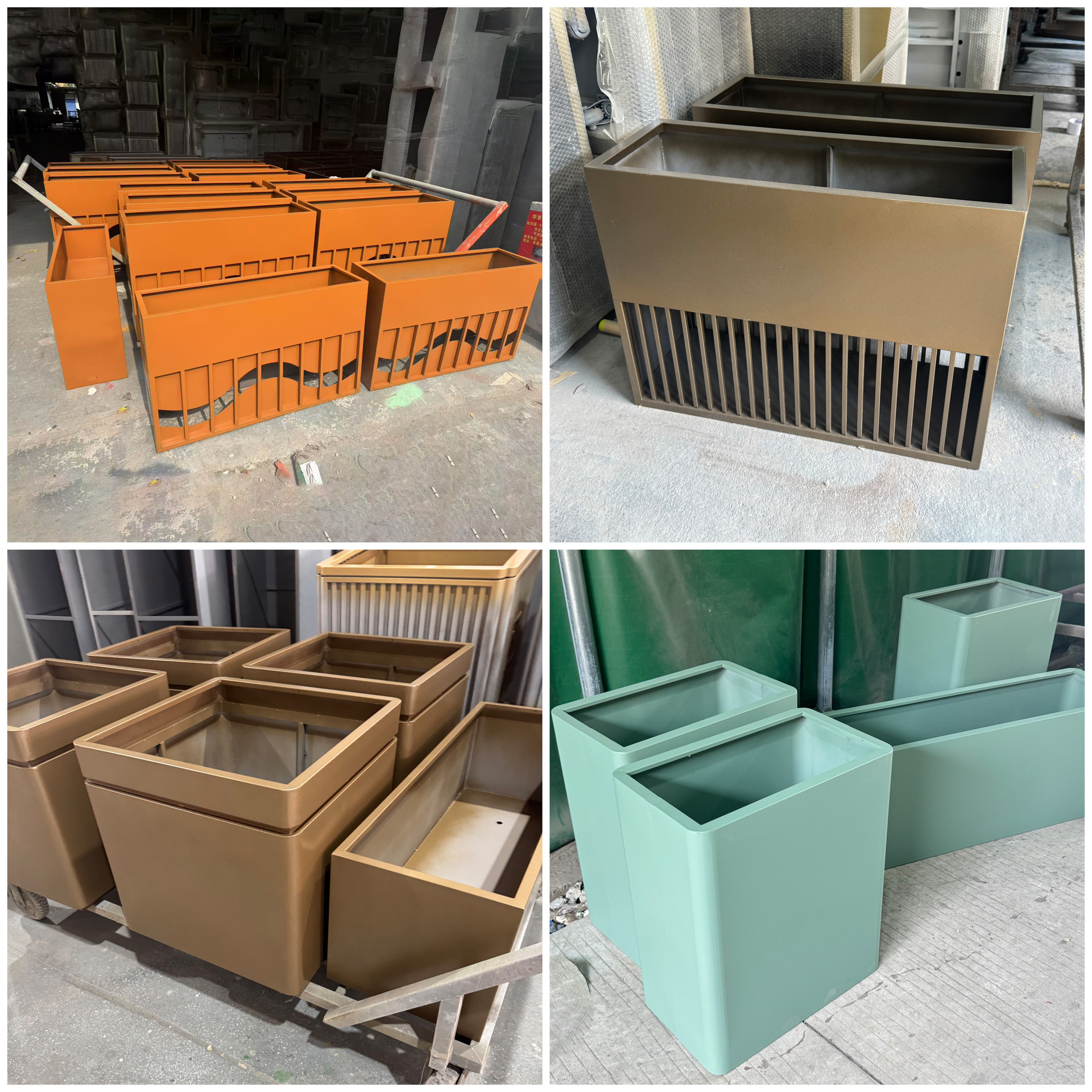 Outdoor stainless steel flower boxes, landscape flower beds, flower pots, commercial street sales offices, flower beds outside plazas, iron wrought tree planting boxes