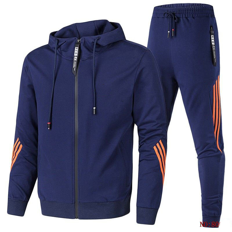 Sportswear Suit Men's Three Bar Suit Casual Student Suit Men's Two-Piece Spring and Autumn Sweater Men's Coat Hooded