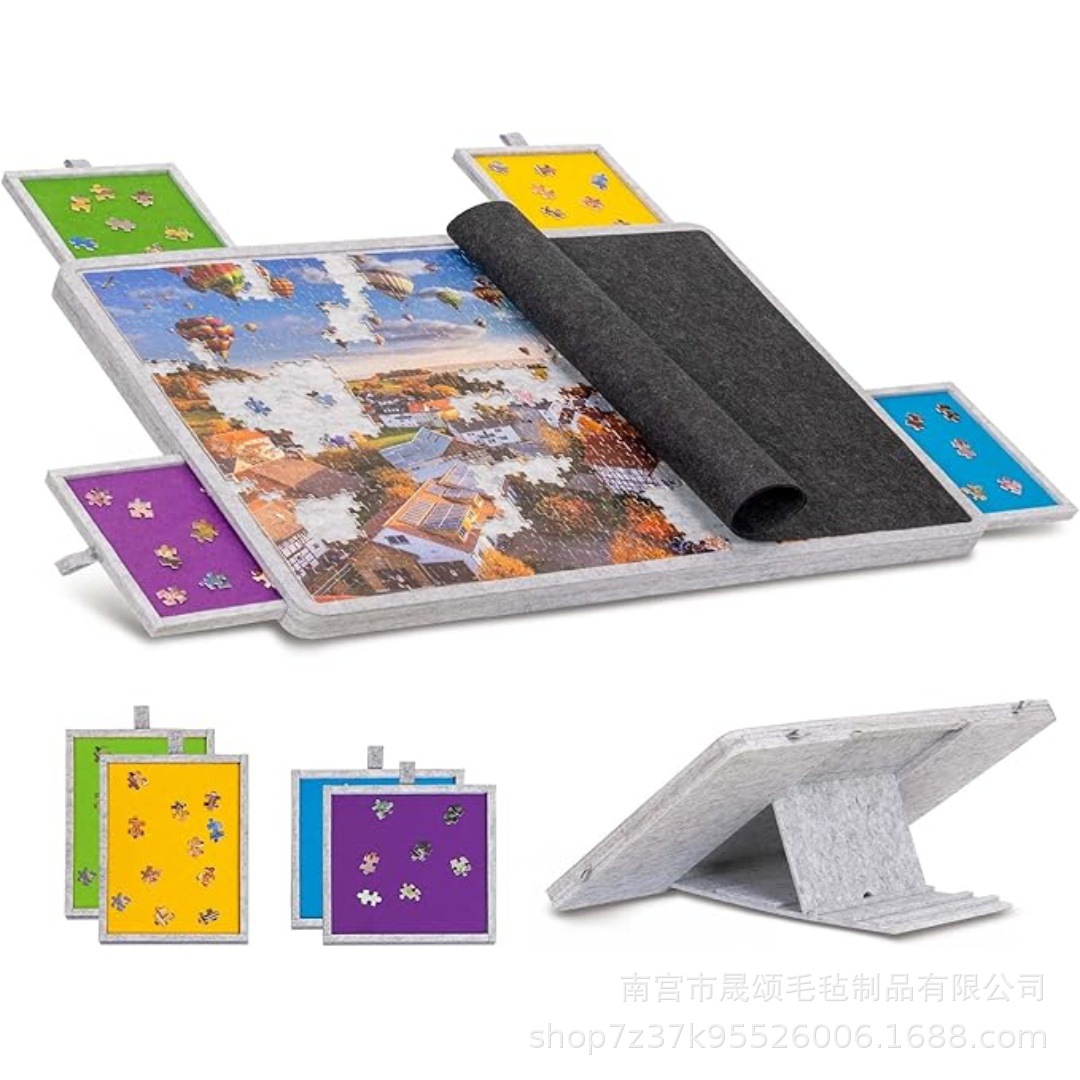 Cross-Border Exclusive New Product 1000-Piece Puzzle Board Puzzle Sorting Felt Board with Stand Puzzle Table Puzzle Board
