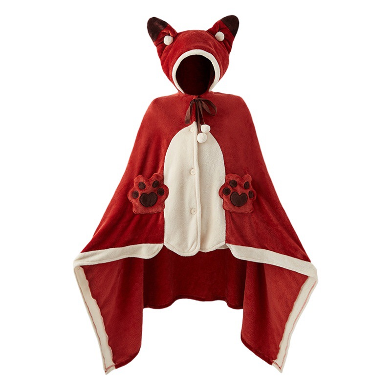 Luna Wonderful Journey Fox Afternoon Pajamas Air Conditioning Blanket Office Shawl Cape Cute Coral Fleece Student