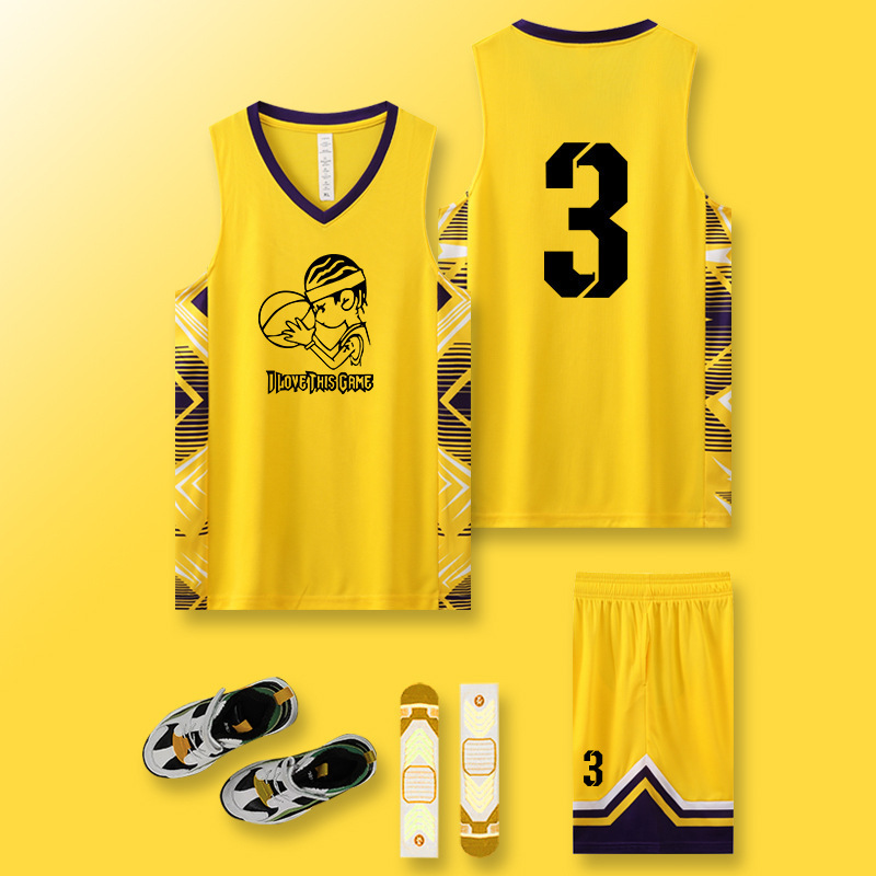 Sweat-Absorbent and Breathable Basketball Uniform Suit for Children, Boys, Primary School Students, Sportswear, Quick-Drying Competition Uniforms, Training Uniforms