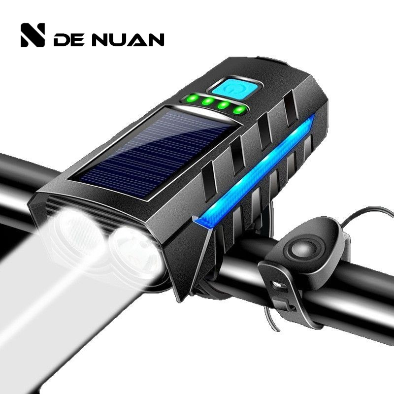 Bicycle light headlight night riding strong light mountain bike flashlight solar charging road lights night riding equipment