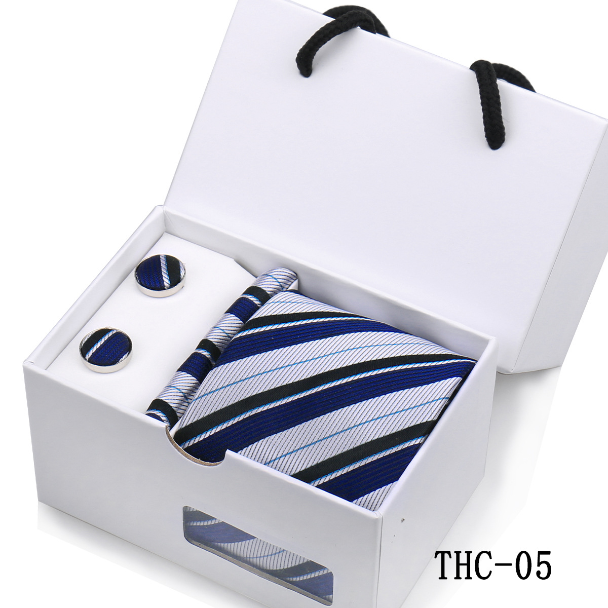 Picture of Men's Tie High Sense Gift Box 3 Pieces suit Business Dress Wedding Plaid Red Black Long Tie Shengzhou