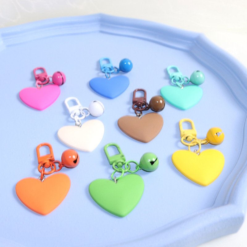 New Girl Heart Candy Multicolor Bell Keychain Cute Sweet Simple Couple Bag Pendant Car Accessories