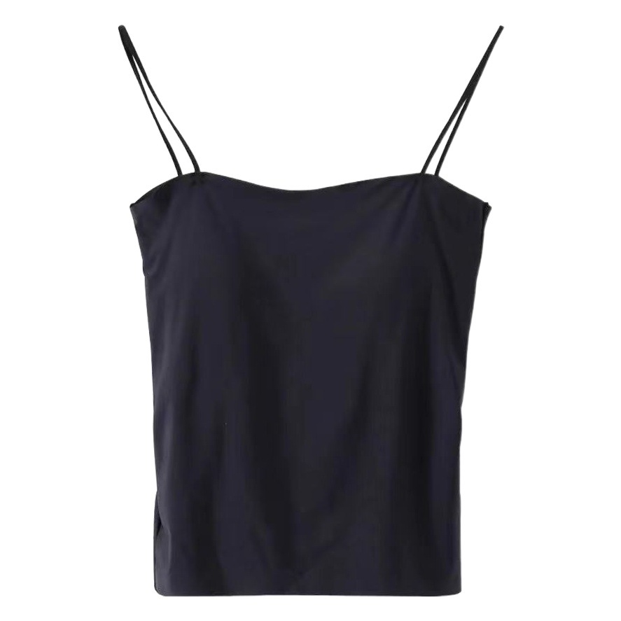 Solid Color Camisole Women's Summer Outer Wear Top with Fixed Chest Pad No Steel Ring Thin Base Long Thin Tube Top