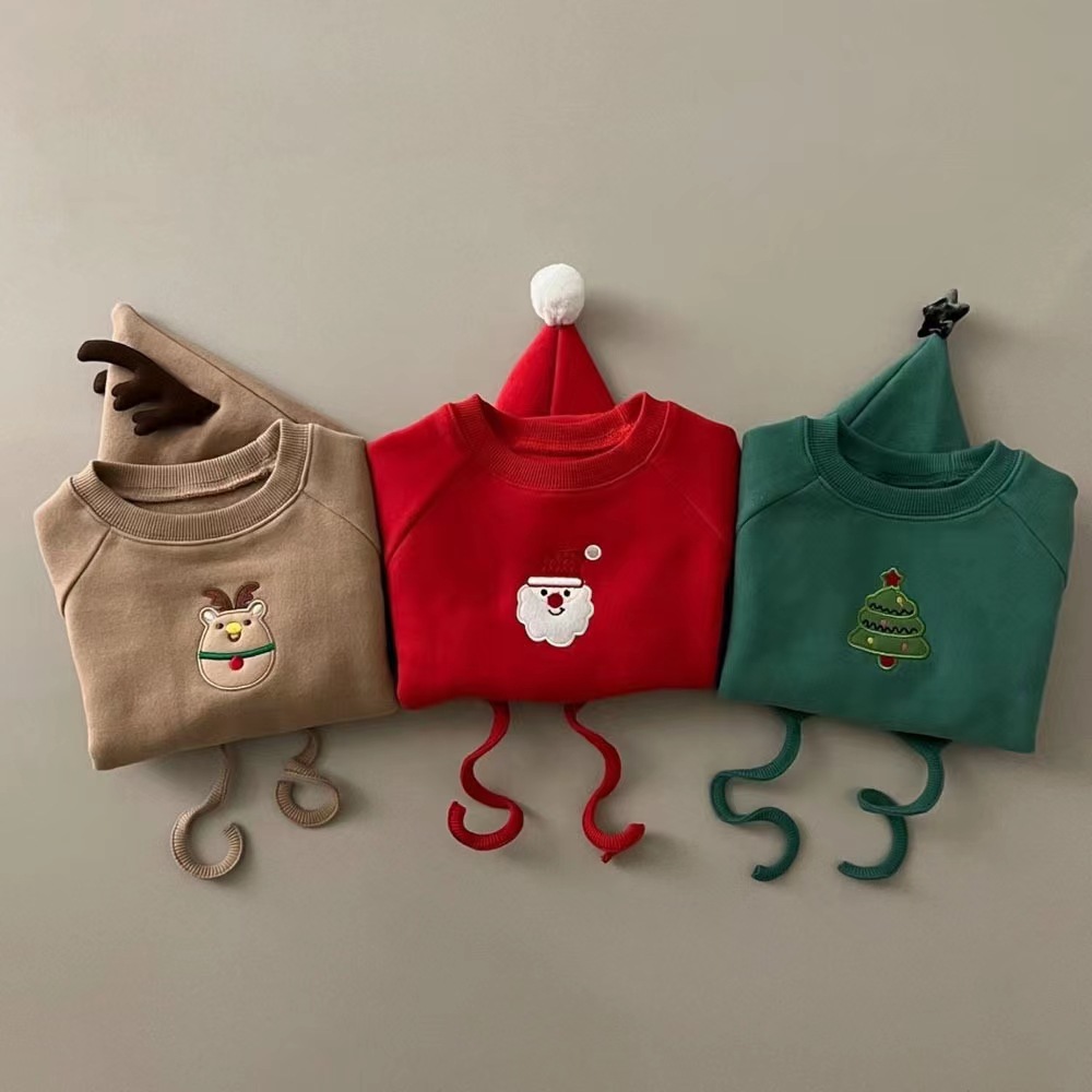 Picture of Korean-Style Baby Christmas Outfit for Autumn and Winter, Infant and Toddler One-Piece Fleece-Lined Thickened Romper for Warmth