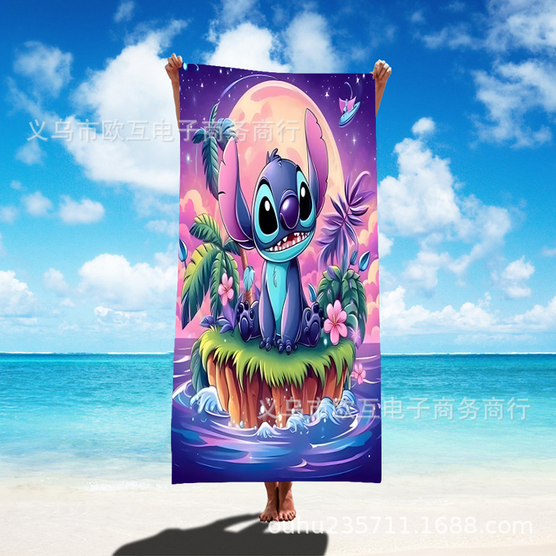 TEMU New Large Size Stitch Printed Beach Towel Children Swimming Towel Bath Towel Microfiber Towel