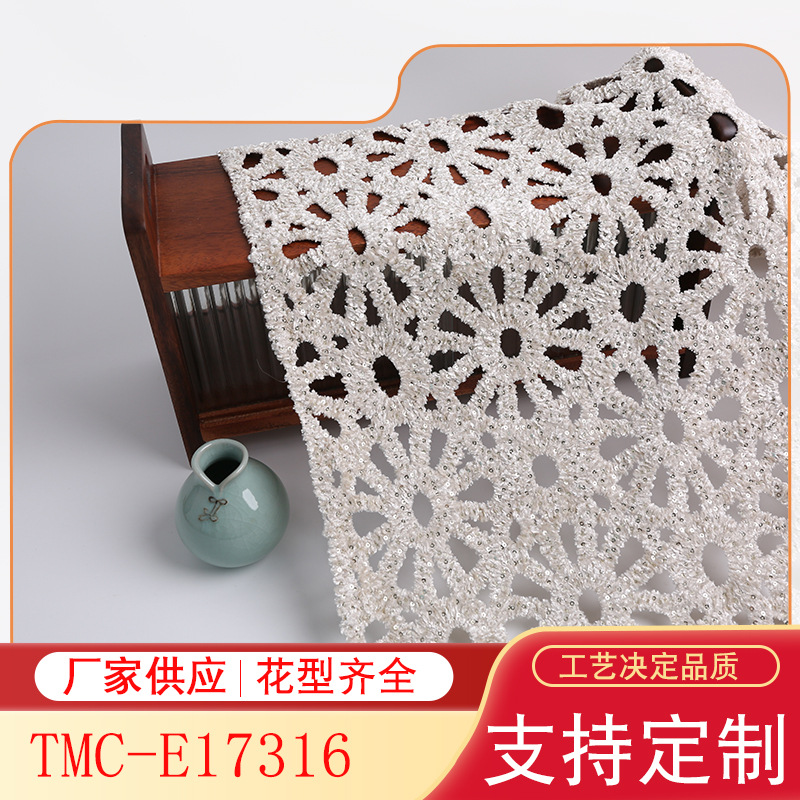 Chenille lace sequins embroidered fabric dress coat bag fabric