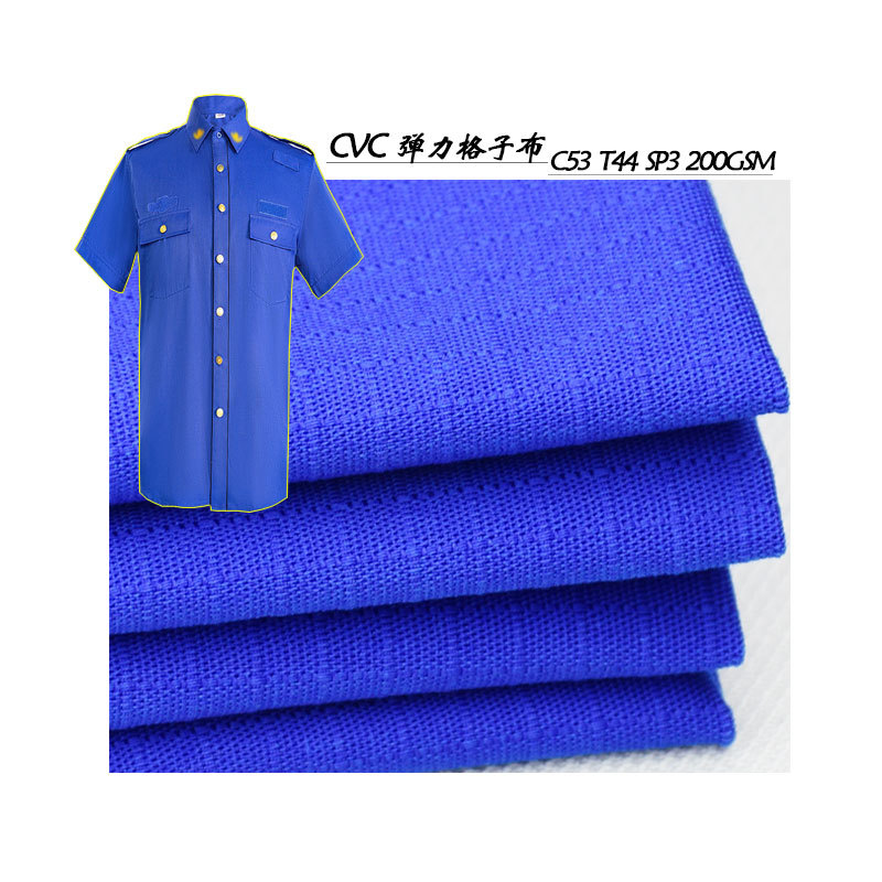 Cotton Polyester Stretch Tear-Proof Plaid Cvc Three Plaid Workwear Uniform Suit Shirt Fabric