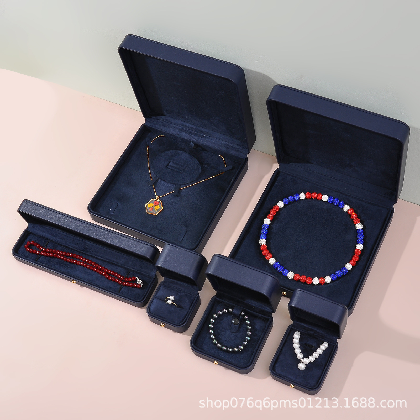 High-end dream dark blue set box jewelry packaging box jewelry ring necklace bracelet pendant box wholesale