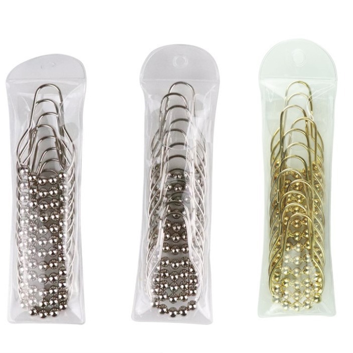 Direct cross-border exclusive anti-rust gourd buckle shower curtain hook hook five beads ball curtain hook shower curtain ring spot