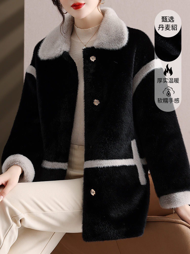 Picture of All-Net Low Price Imitation Mink Fur Fur One-Piece Leather Clothing Women's Clothing Thickened All-Match Fashion Trendy Coat