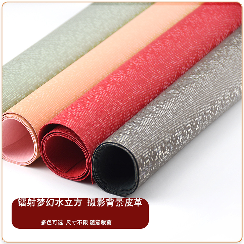 Picture of Photography Props 3D Leather Eco-friendly PU Background Waterproof Laser Leather Small Products Shoe Bags Photography Crazy Purchase