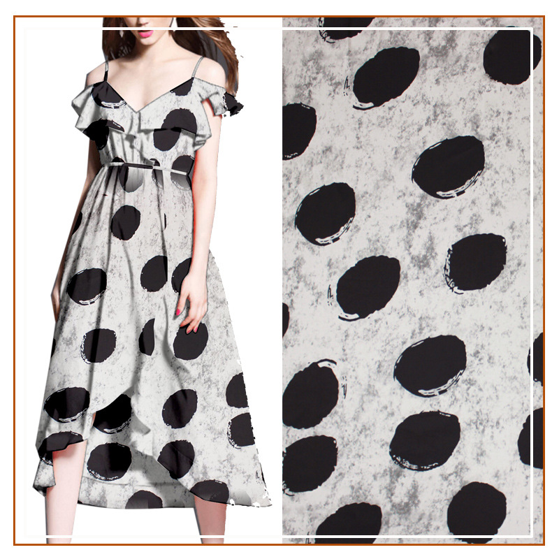 Ling grosgrain printed fabric big round point holiday style dress long skirt top fabric 2023 new online popular products