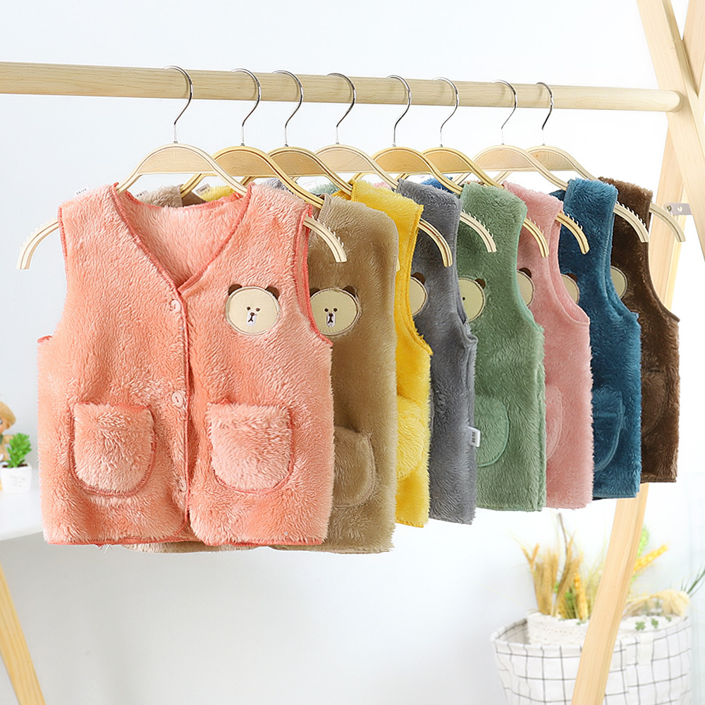 New children's plush vest autumn and winter thick baby cardigan boys and girls warm clothes children's clothing wholesale